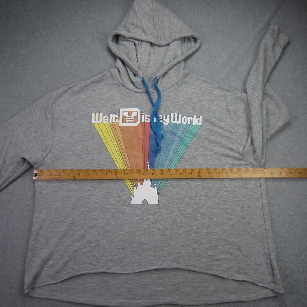 Disney Walt Disney World Hoodie Womens XL Gray Rainbow‎ Graphic Cropped - Picture 10 of 14
